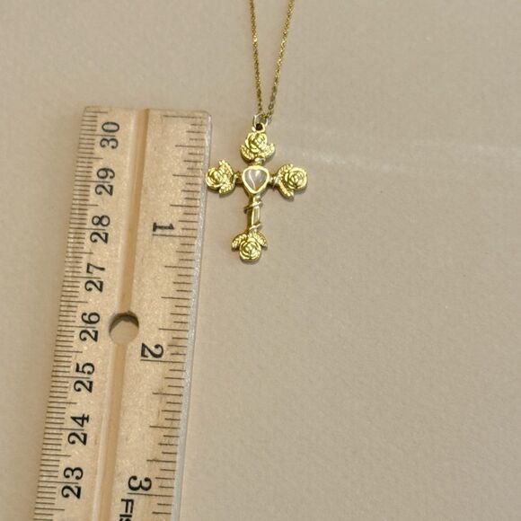 Gold Cross Pendant Necklace #1605 - Picture 4 of 4